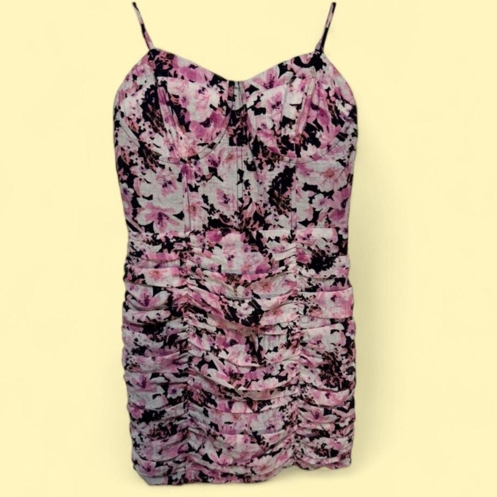 ASTR The Label Devanie Corset Floral Ruched Mini Dress | Size Small